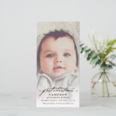 ヴィンテージ手書きベビーの最初のクリスマスフォト シーズンカード (スタンド正面)