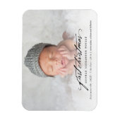 ヴィンテージ手書きベビーの最初のクリスマスフォト マグネット (縦)