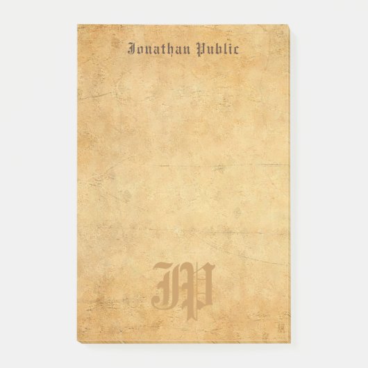 ヴィンテージ手書きモノグラムエレガントテンプレート ポストイット (正面)