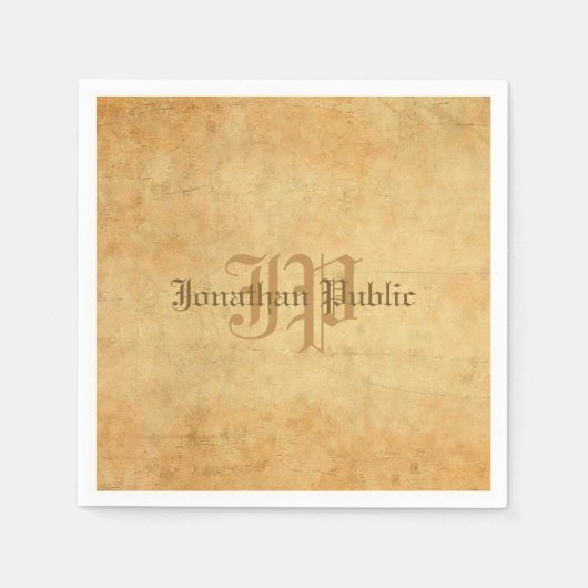 ヴィンテージ手書きモノグラ結婚ムの文字テンプレート スタンダードカクテルナプキン (正面)