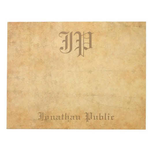 ヴィンテージ手書きモノグラ結婚ムの文字テンプレート ノートパッド (正面)