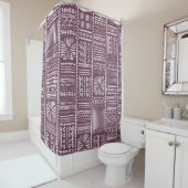 ヴィンテージ手書きヴィンテージエスニックスタイルシームレスP シャワーカーテン (インサイチュ)