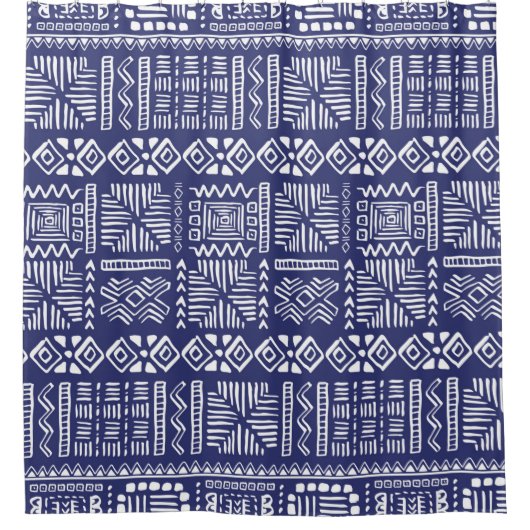 ヴィンテージ手書きヴィンテージエスニックスタイルシームレスP シャワーカーテン (正面)