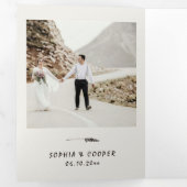 ヴィンテージ手書き写真結婚の 三つ折り招待状 (内部最初)