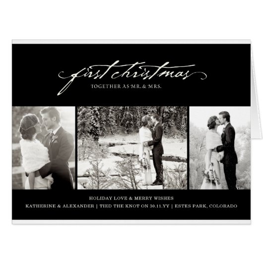 ヴィンテージ手書き初めてのクリスマス結婚写真 (正面横)