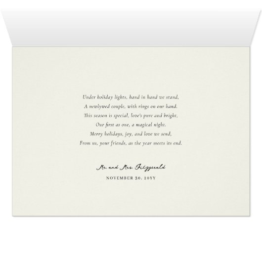 ヴィンテージ手書き初めてのクリスマス結婚写真 (内部横(下))