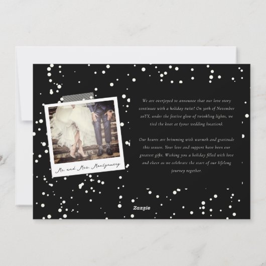 ヴィンテージ手書き初めてのクリスマス結婚写真 シーズンカード (裏面)