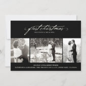 ヴィンテージ手書き初めてのクリスマス結婚写真 シーズンカード (正面)