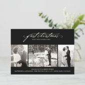 ヴィンテージ手書き初めてのクリスマス結婚写真 シーズンカード (スタンド正面)