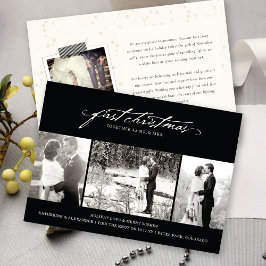 ヴィンテージ手書き初めてのクリスマス結婚写真 シーズンカード