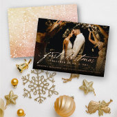 ヴィンテージ手書き初めてのクリスマス結婚写真 箔シーズンカード