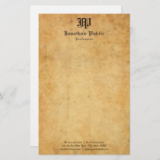 ヴィンテージ手書き古い紙ルックテンプレートトレンディー 便箋 (正面/裏面)