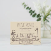 ヴィンテージ手書き引っ越しました移動のお知らせ ポストカード (スタンド正面)