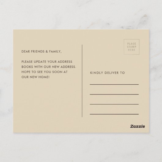 ヴィンテージ手書き引っ越しました移動のお知らせ ポストカード (裏面)