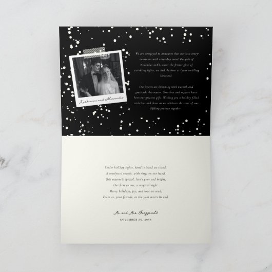 ヴィンテージ手書き最初のノエル数々のフォト結婚ズ シーズンカード (内部)