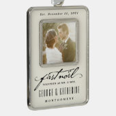 ヴィンテージ手書き最初のNoel写真結婚の シルバープレートフレームオーナメント (右)