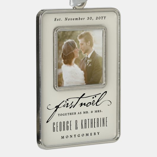 ヴィンテージ手書き最初のNoel写真結婚の シルバープレートフレームオーナメント (右)