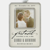 ヴィンテージ手書き最初のNoel写真結婚の シルバープレートフレームオーナメント (正面)