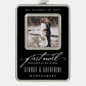 ヴィンテージ手書き最初のNoel写真結婚の シルバープレートフレームオーナメント (正面)