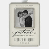 ヴィンテージ手書き最初のNoel写真結婚の シルバープレートフレームオーナメント (正面)