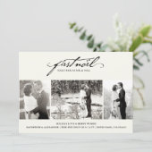 ヴィンテージ手書き最初のNoel 3フォト結婚ズ シーズンカード (スタンド正面)