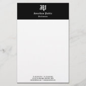 ヴィンテージ手書き白黒エレガントテンプレート 便箋 (正面)