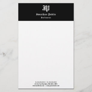 ヴィンテージ手書き白黒エレガントテンプレート 便箋