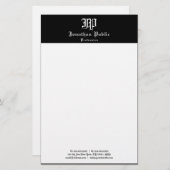 ヴィンテージ手書き白黒テンプレート エレガント 便箋 (正面/裏面)