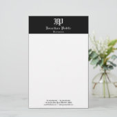 ヴィンテージ手書き白黒テンプレート エレガント 便箋 (スタンド正面)