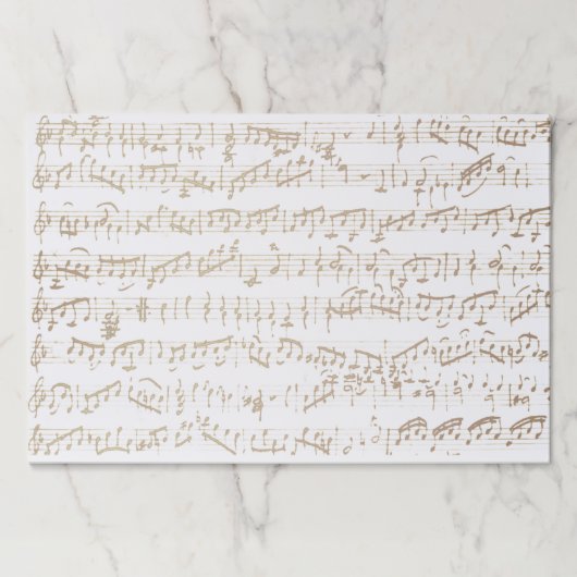 ヴィンテージ手書き音楽金ゴールドランチョンマット ペーパーパッド (正面)