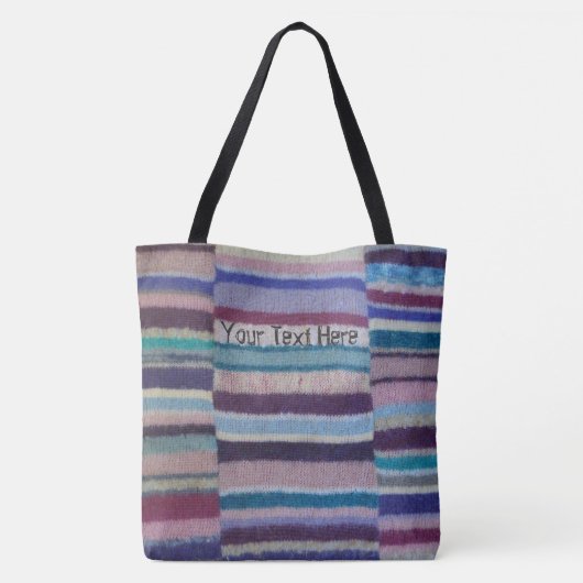 ヴィンテージ手編みストライプカラフル トートバッグ (裏面)