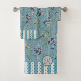ヴィンテージ投げ花モノグラムの バスタオルセット