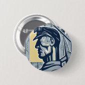 ヴィンテージ抗夫の芸術 缶バッジ (正面&裏面)