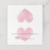 ヴィンテージ折り畳み座席表と色あせたピンクのハート プレイスカード (外部開封)