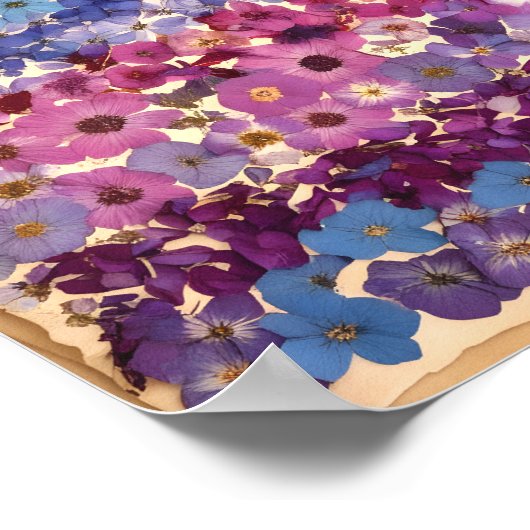 ヴィンテージ押し花グラデーションウォールアートプリント ポスター (角)