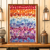 ヴィンテージ押し花グラデーションウォールアートプリント
