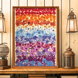 ヴィンテージ押し花グラデーションウォールアートプリント ポスター