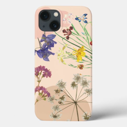 'ヴィンテージ押し花ワイルドフラワーボホ' iPhone 13 カバー (裏面)