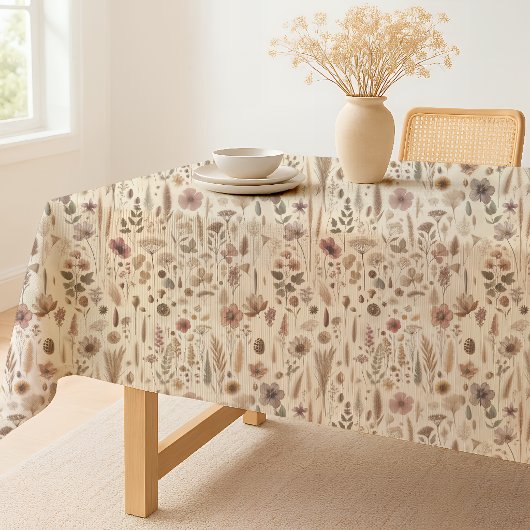 ヴィンテージ押し花標本 植物学モチーフ テーブルクロス