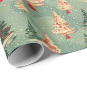 ヴィンテージ抽象芸術かわいい雪の冬のクリスマスシーン ラッピングペーパー (ロールコーナー)