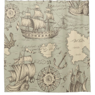 ヴィンテージ抽象芸術のシームレスなテーマ  シャワーカーテン