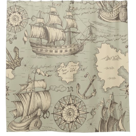 ヴィンテージ抽象芸術のシームレスなテーマ  シャワーカーテン (正面)