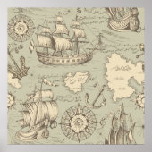 ヴィンテージ抽象芸術のシームレスなテーマ ポスター (正面)