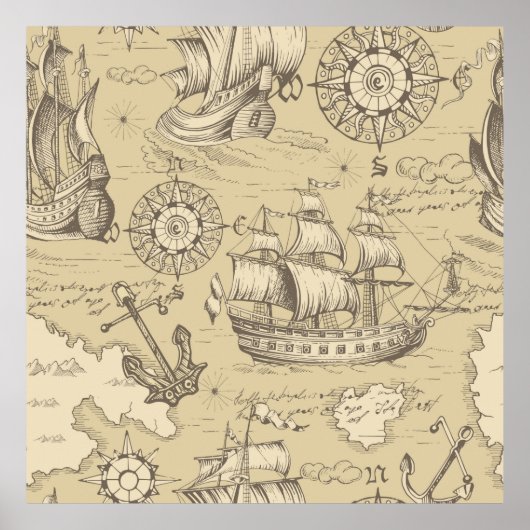 ヴィンテージ抽象芸術のシームレスなテーマ ポスター (正面)