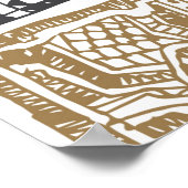 ヴィンテージ抽象芸術のシームレスなドードルパターン黒と黒 ポスター (角)