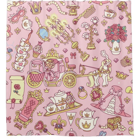 ヴィンテージ抽象芸術のシームレスなパターン。シンプルリトルP シャワーカーテン (正面)