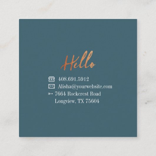 ヴィンテージ抽象芸術の花の葉とハチのパターン スクエア名刺 (裏面)