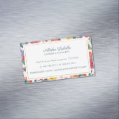 ヴィンテージ抽象芸術の花の葉とハチのパターン マグネット名刺 (インサイチュ)