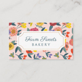 ヴィンテージ抽象芸術の花の葉とハチのパターン 名刺