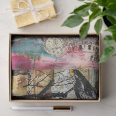 ヴィンテージ抽象芸術アートコラージュ分離 薄葉紙 (ギフト)